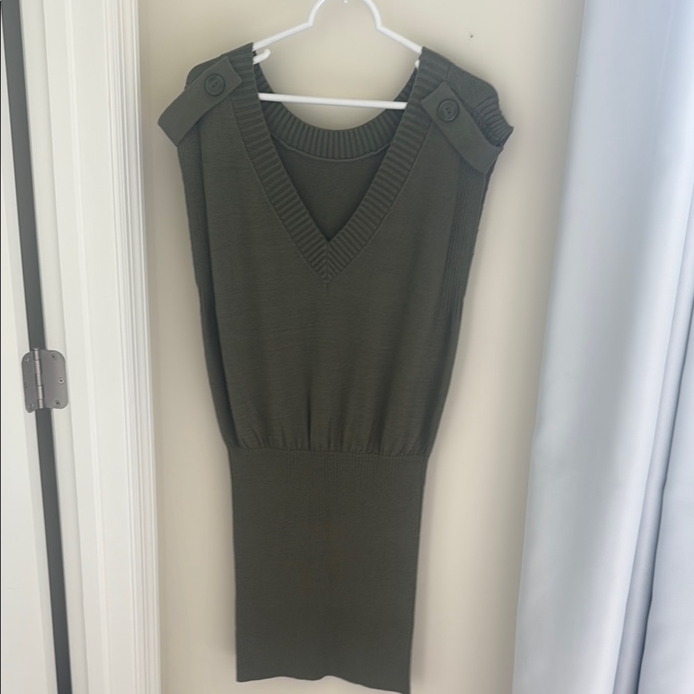 Express Green V-Neck Cap Sleeve Sheath Dress